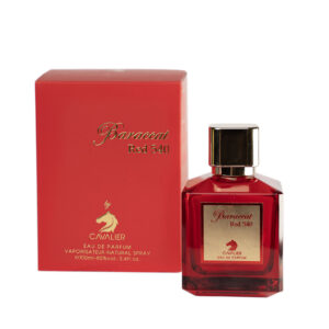 تصویری از عطر ادکلن باراکات رد کاوالیر در کنار جعبه با طراحی جذاب مناسب فصل‌های سرد مشابه باکارات رژ قرمز