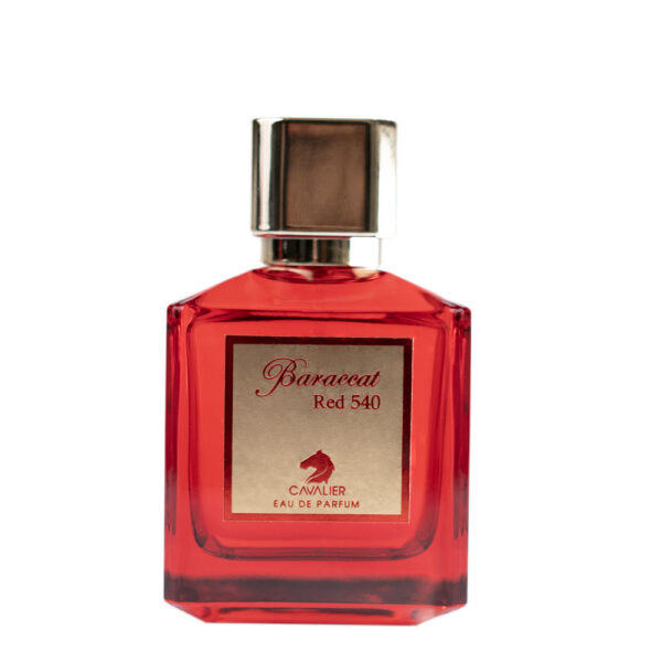 تصویری از عطر باراکات رد کاوالیر همراه با شیشه عطر با طراحی جذاب مناسب فصل‌های سرد.