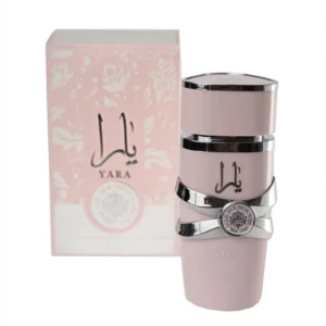 تصویر عطر ادکلن یارا لطافه زنانه با شیشه صورتی و طراحی لوکس